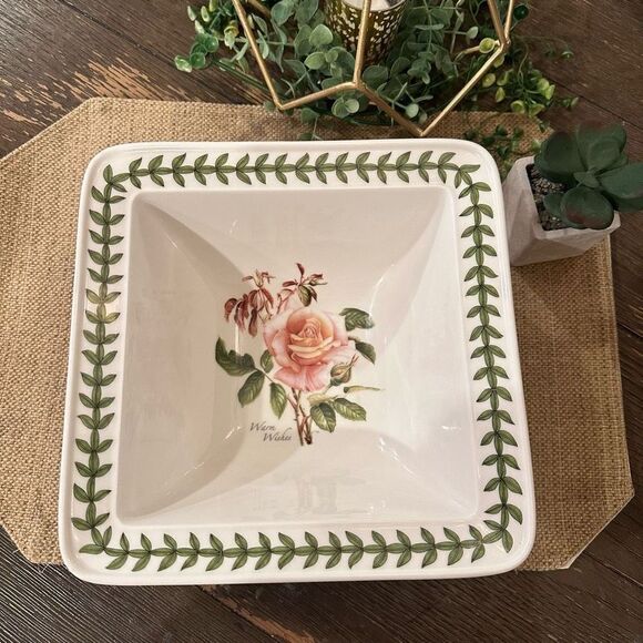 PORTMEIRION‎ Botanic Roses Square Salad Bowl 8.5” Warm Wishes NEW - Picture 1 of 8